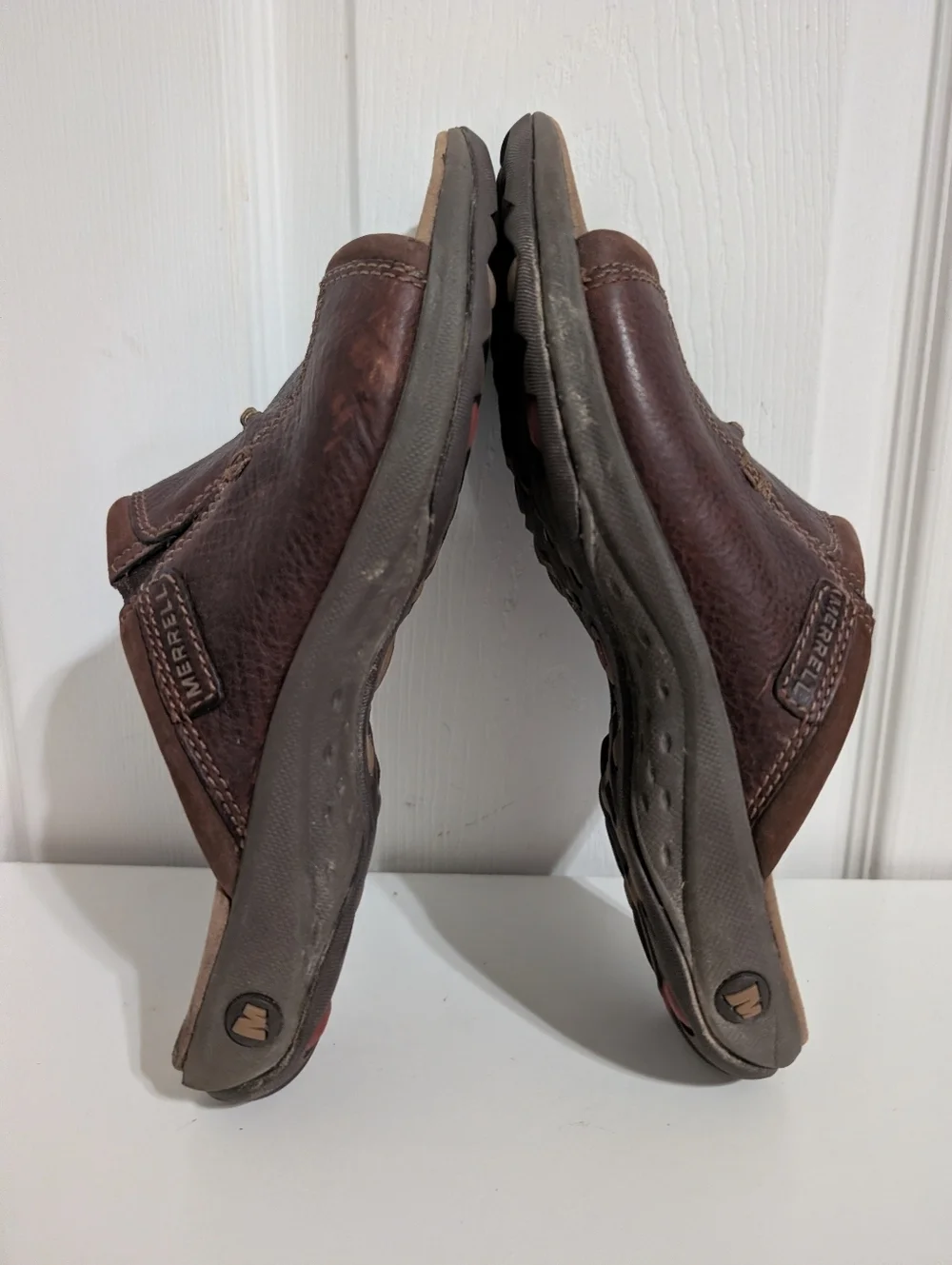 Merrell Sandspur 2 Mens Shoes Slide Sandals Brown Leather Comfort Size 9